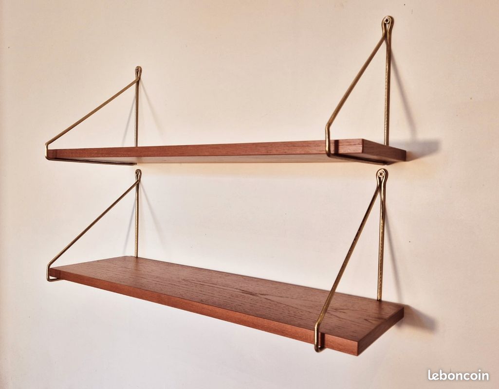 Paire d'étagères en teck, Vintage Scandinave 1960s (image 7)