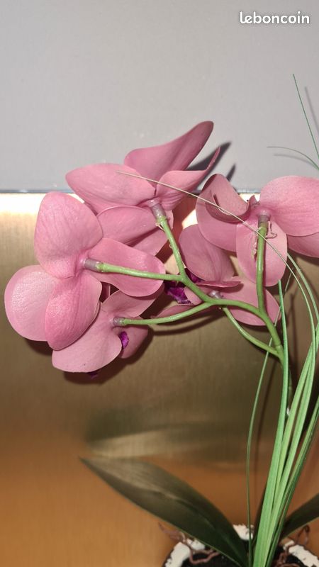 Fleur artificielle orchidée rose dans pot (image 8)