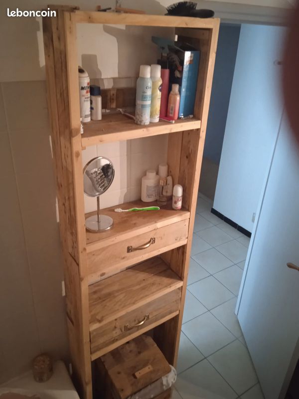 Colonne de salle de bain en bois recycle (image 1)