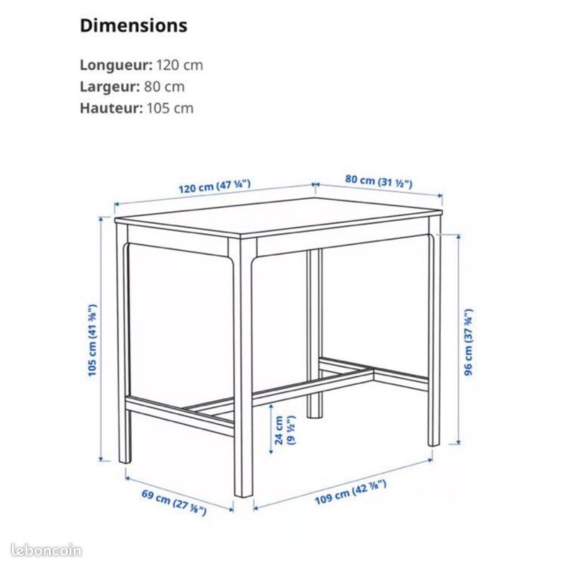 Ensemble table haute + chaises Ekeladen IKEA (image 2)