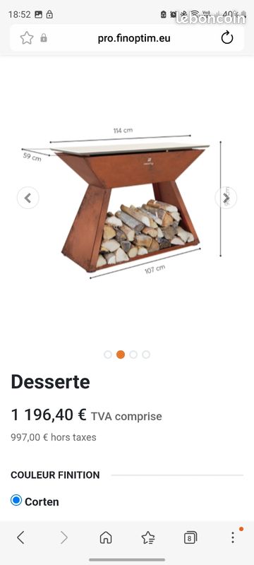 Brasero acier corten et sa desserte (image 2)