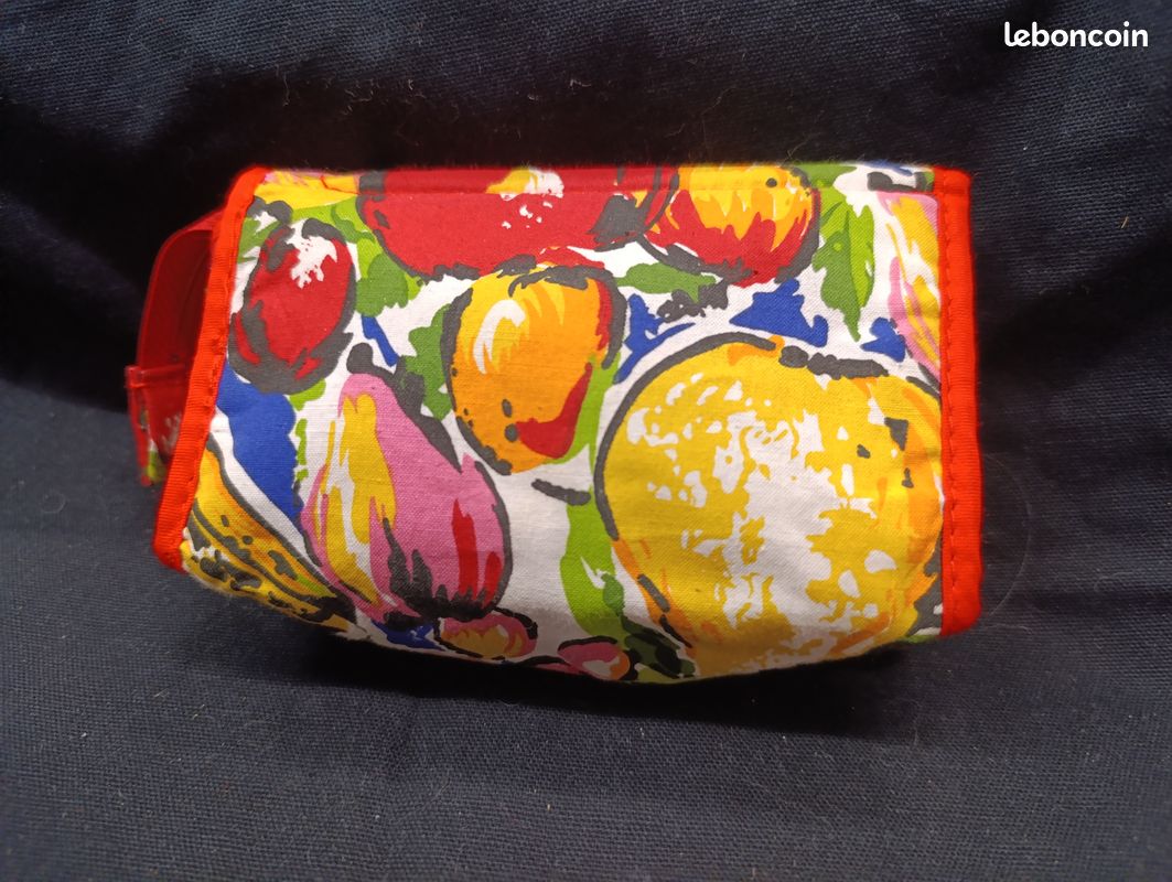 Petite Pochette Rouge et Multicolore pour Maquillage avec Miroir (image 3)