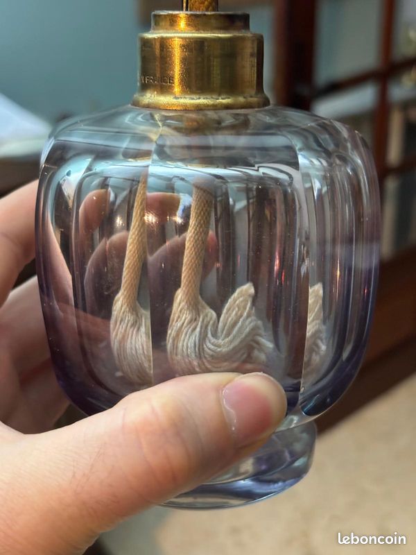 Lampe à Huile En Verre Signée A.Draksler - Type Lampe Berger - Occasion Bon état