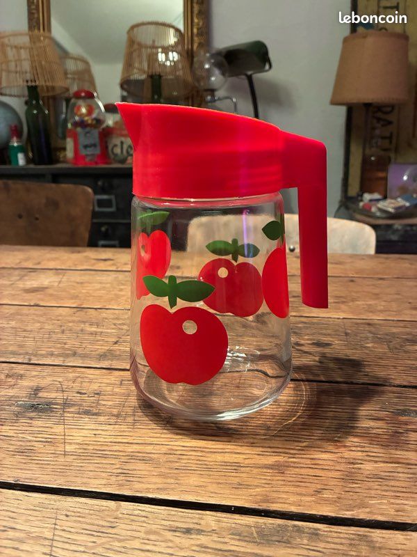 Lot De 6 Bocaux En Verre Vintage Henkel Motif Pomme - Années 70 - Bon état