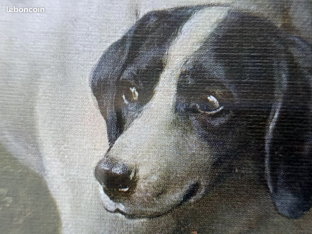 Oléographie ancienne de Carl Reichert - Scène de chasse aux chiens (image 4)
