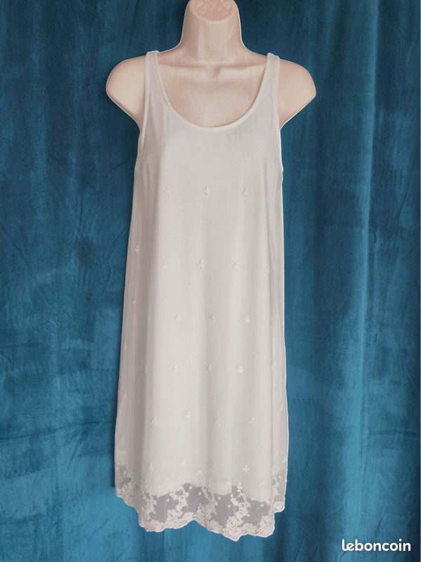 Robe nuisette mesh dentelle blanc ivoire vintage / Mango Suit - 38/M (image 6)