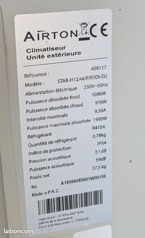 Climatisation monosplit Airton 3500W (image 3)