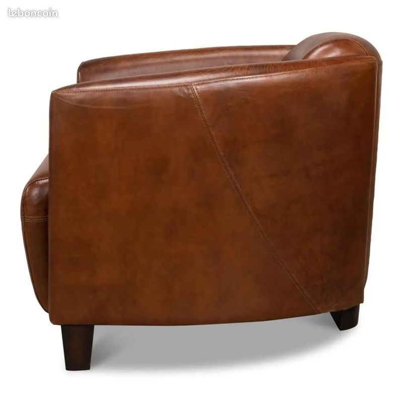 Fauteuil Club Cuir Marron Vintage Neuf STOCK Stanfield (image 3)
