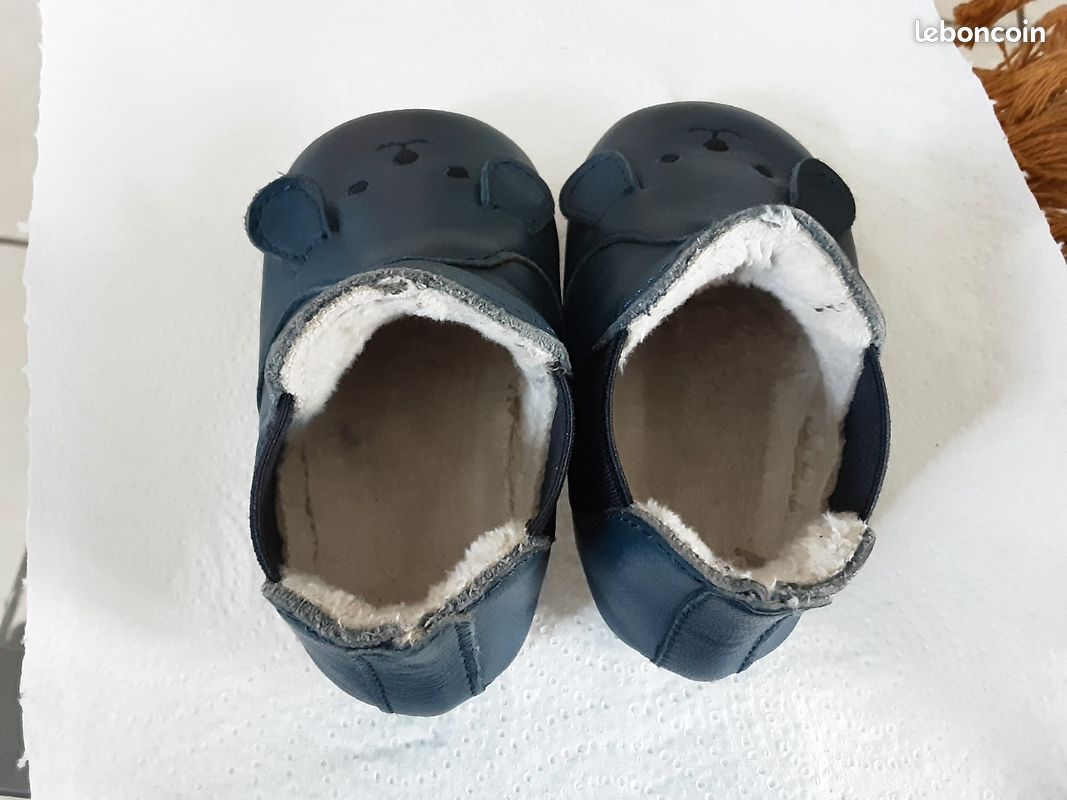 Petites chaussures pour bébé, souples, pointure 18/19, bleu marine