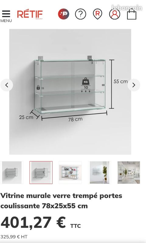 Vitrine verre trempé portes coulissante (image 2)