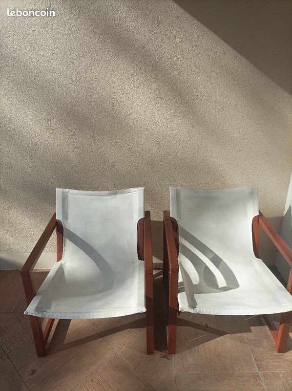 2 fauteuils bois et toile (image 1)