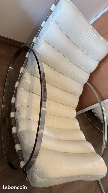 Fauteuil cuir blanc (image 1)