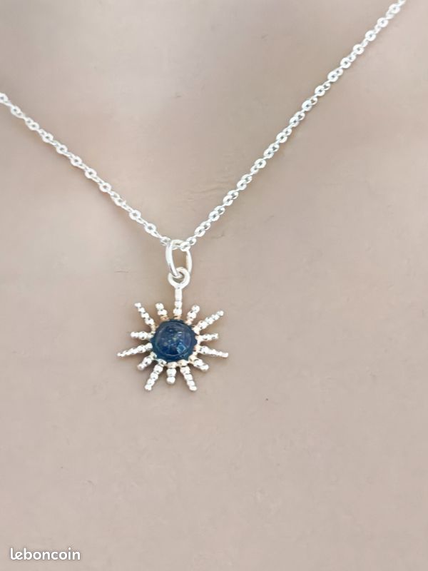 Collier fait main en argent sterling 925 perles précieuses naturelles