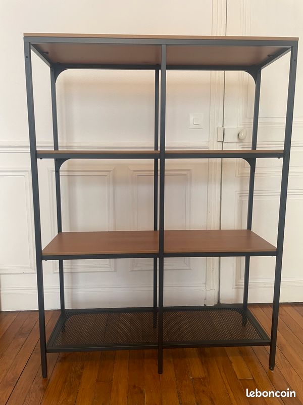 Étagère IKEA Fjällbo 100x136 cm noir et bois montée (image 1)