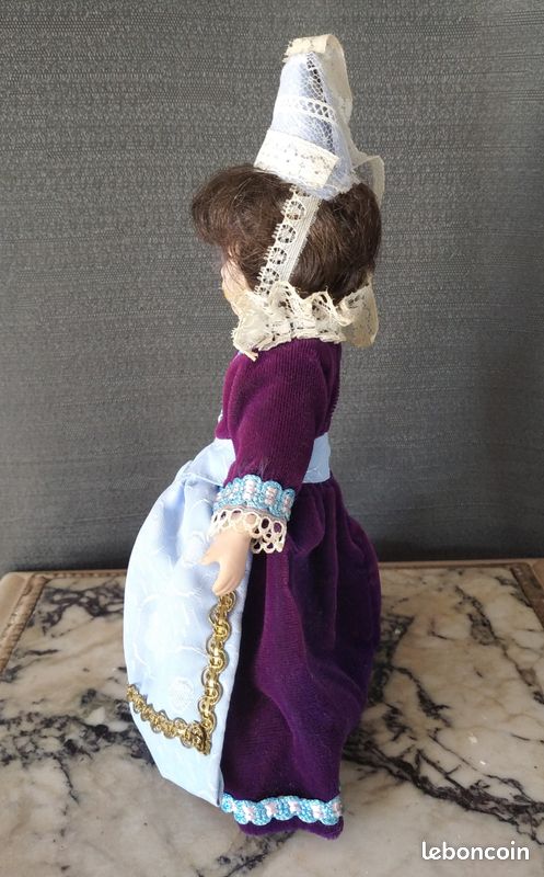 ROBE de poupée 62-64 cm en soie violet pour poupée ancienne moderne
