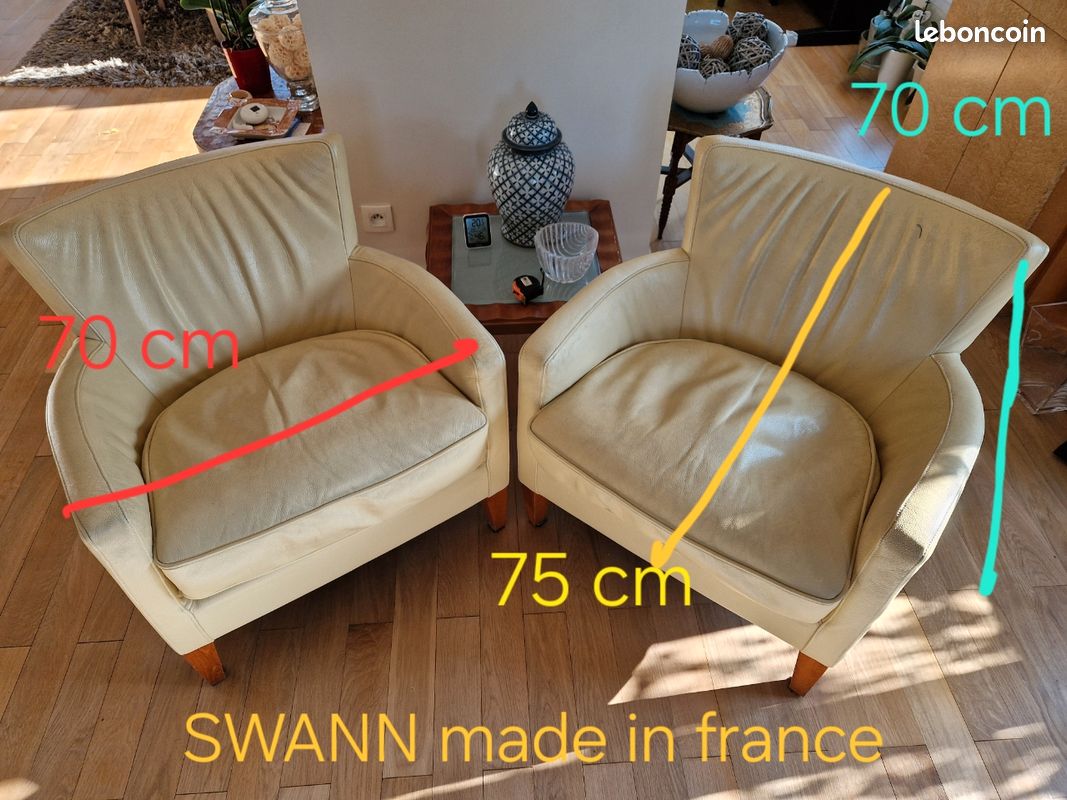 2 fauteuils cuir jaune (image 1)