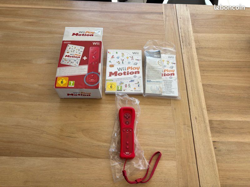 Boîte Vide Wii Motion Play + Notices + Code VIP – Pack Jeu Et Manette Rouge, Sans Jeu