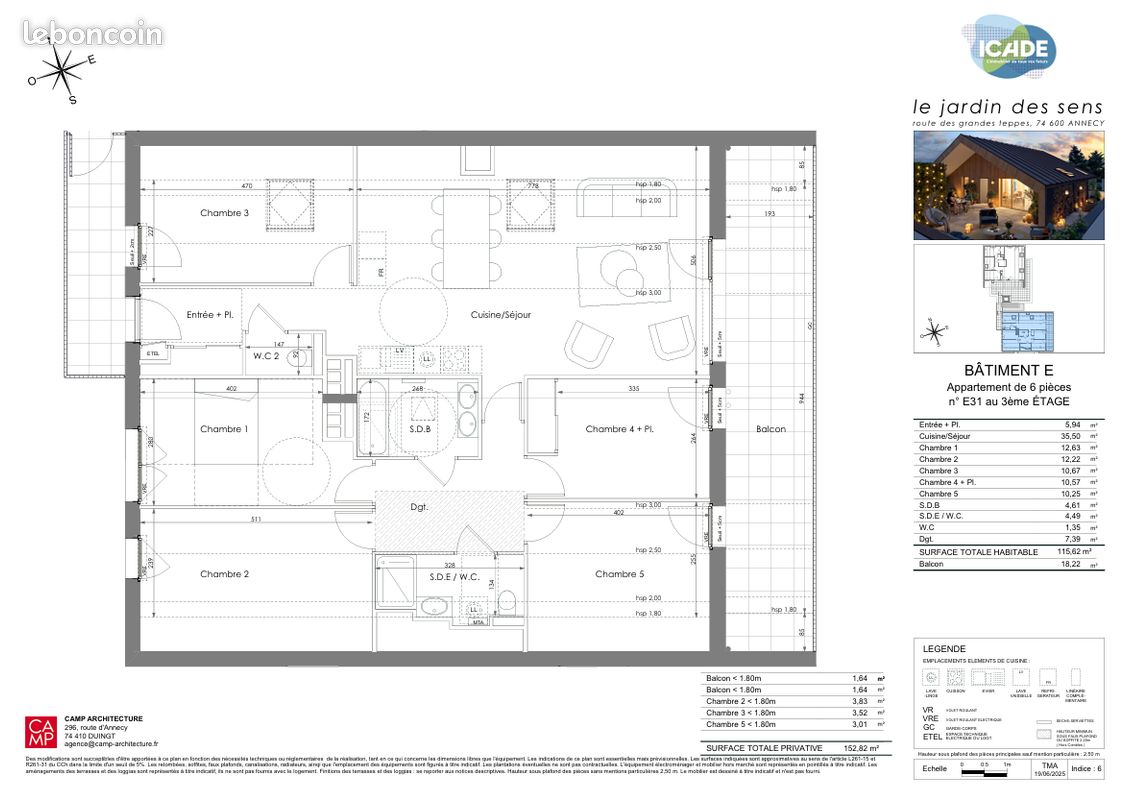 Grand T6 avec balcon - Seynod / Annecy