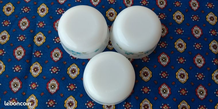 Lot De 19 Ramequins Arcopal Myosotis Violettes - Vintage En Opaline