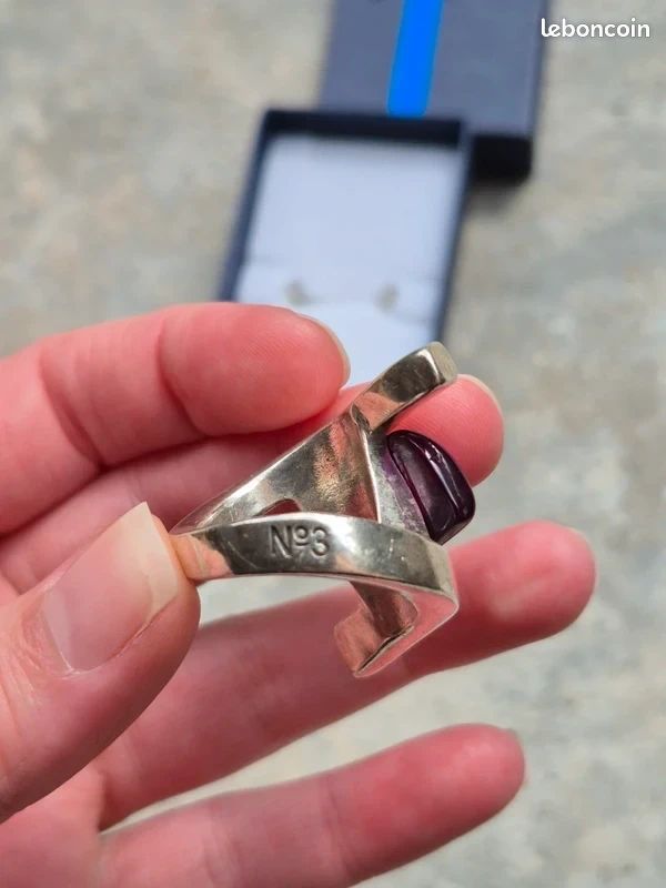 Bague argentée pierre violette facettée taille 54 neuve (image 4)