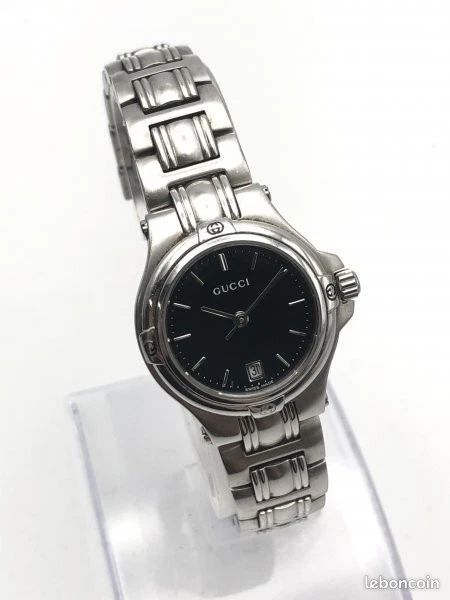 Montre GUCCI 9040L 26mm Cadran Noir en Acier – Très bon état FE111 (image 6)