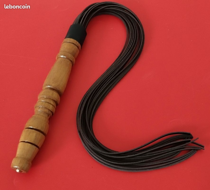 Fouet en cuir d'origine de qualité supérieure, manche en bois, deux