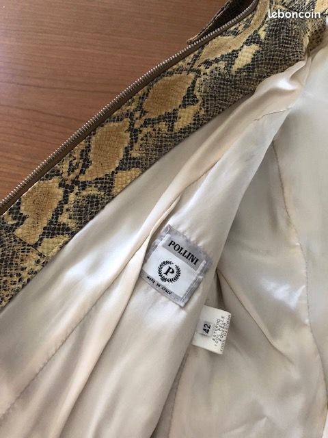 PYTHON veste cuir imprimé coloris métallisé marque POLLINI (image 4)
