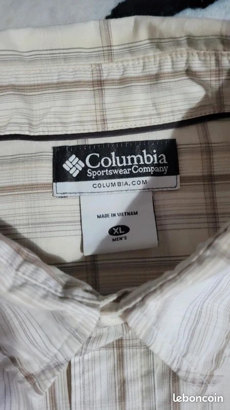 Chemise Columbia Homme à Carreaux Flanelle - Manches Longues - Taille XXL - Gris Bleu Et Crème