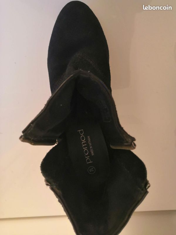 Bottines femme daim noir (39) (image 9)