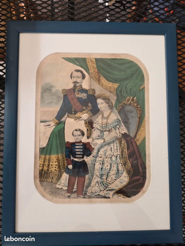 Gravure XIX – Imagerie Populaire – 2nd Empire – Famille Impériale – Napoléon III et Eugénie (image 1)