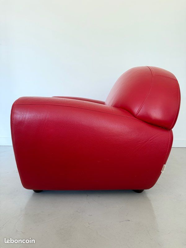 Fauteuil club cuir rouge Steiner (image 2)