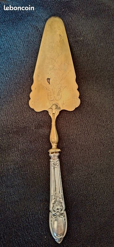 ​Pelle à tarte ancienne en argent fourré et métal doré Style Louis XVI (image 3)