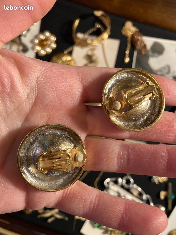 Boucles D'oreille Louis Féraud Haute Couture Vintage Doré - Fermoir Clips