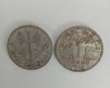 France 1 franc, 1943, pièces anciennes, État français de Vichy