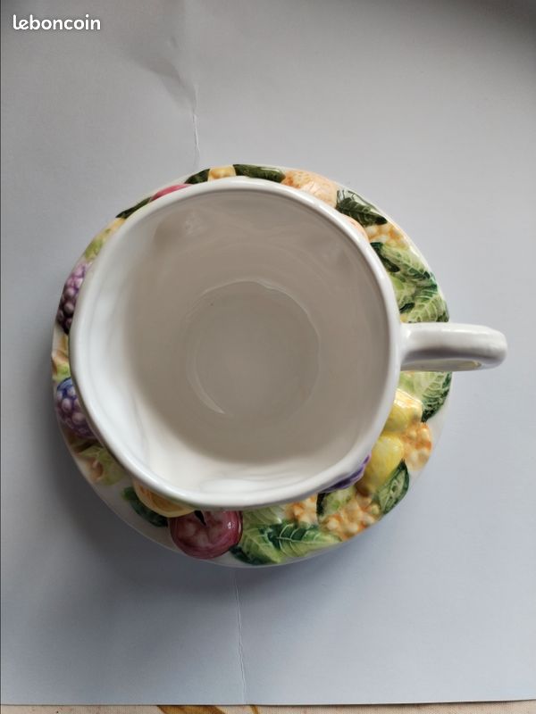 Tasse + soucoupe en barbotine (image 6)