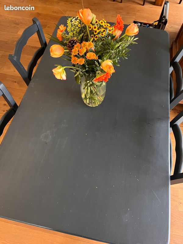 Table + 4 chaises bois massif (image 1)