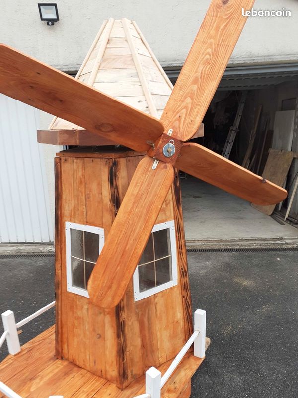 Moulin De Pêche En Bois - Art Populaire - Pièce Décorative Ancienne