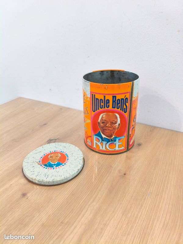 ANCIENNE BOITE PUBLICITAIRE EN METAL FER VINTAGE RIZ ONCLE BEN'S UNCLE