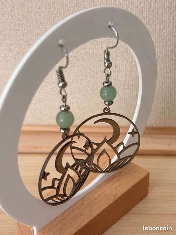 Boucles d’oreilles ésotériques aventurine verte (image 4)