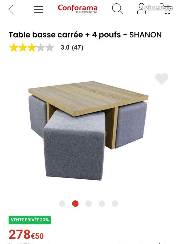 Table basse avec 4 poufs (image 3)