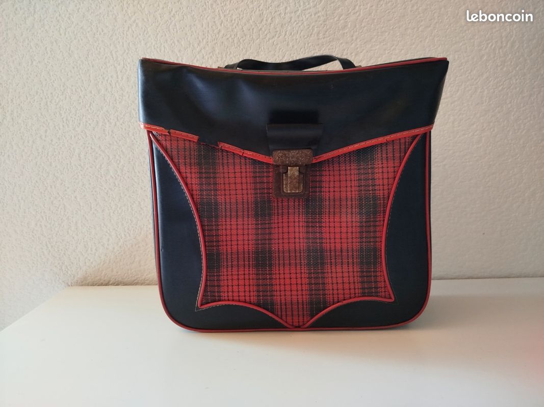 Sacoche moto vintage – paire de sacoches toile et cuir PU