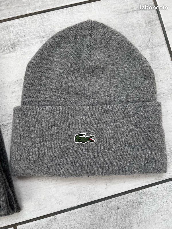 Bonnet Lacoste Noir Sans Revers Écharpe Bonnet Lacoste Neuf (sans