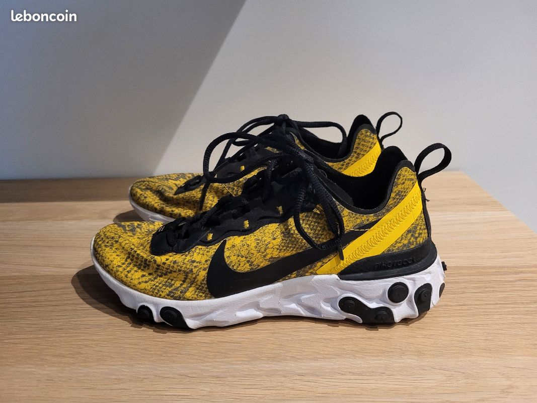 HOT Nike React Element 55 Black Yellow Element 55 Nike React