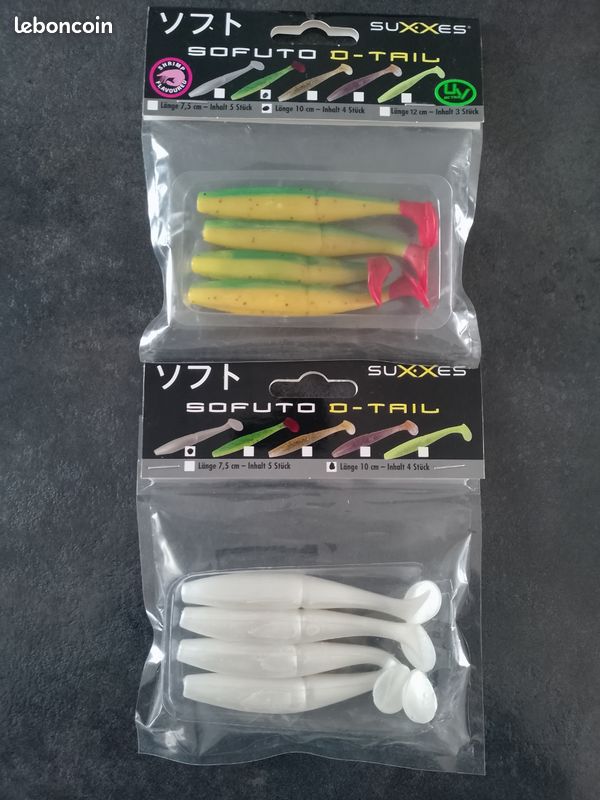 Lot de 10 leurres de pêche souples avec crochet unique, leurres de