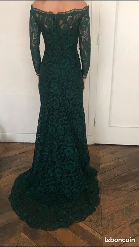 Robe de Soirée Dentelle Sirène Manche Longue (image 2)