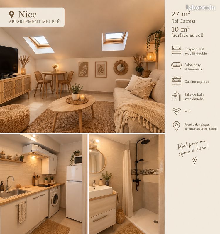 Appartement 1 pièce 27 m² · à Nice · 27 m² · 950 €/mois