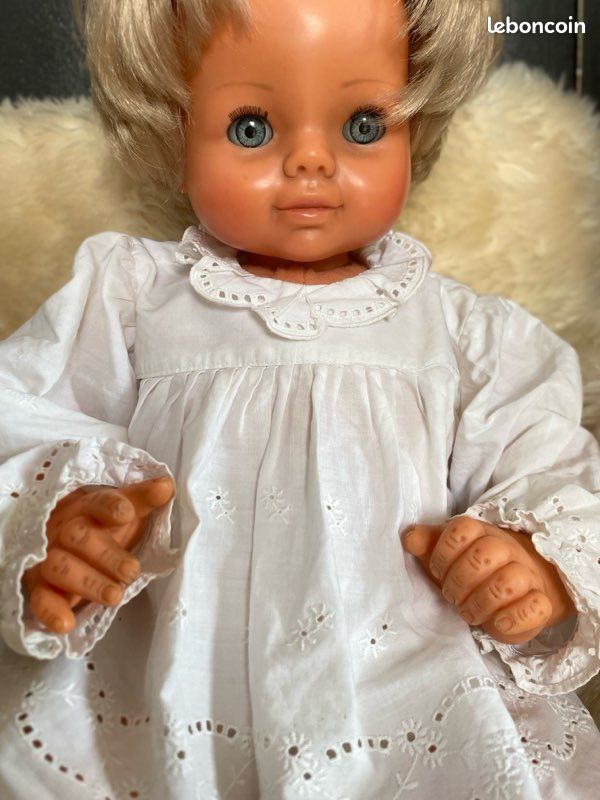Grande Poupée Souple RAYNAL Mounette 55 Cm - Vintage Avec Marquage Cou - Collection