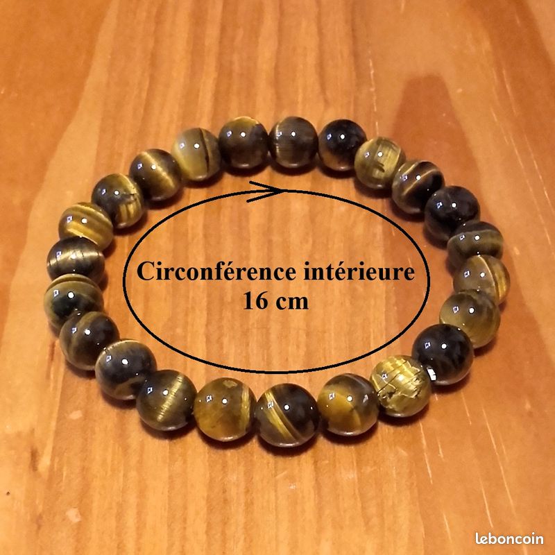 Bracelet Boules œil De Tigre 8mm - Ajustable, Sans Fermoir, Neuf