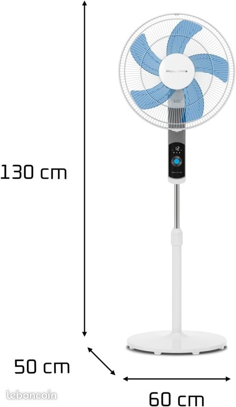 Rowenta Turbo Silence - Ventilateur Sur Pied 12 Vitesses - Silencieux (35dB) - Timer 12h - Télécommande - Blanc