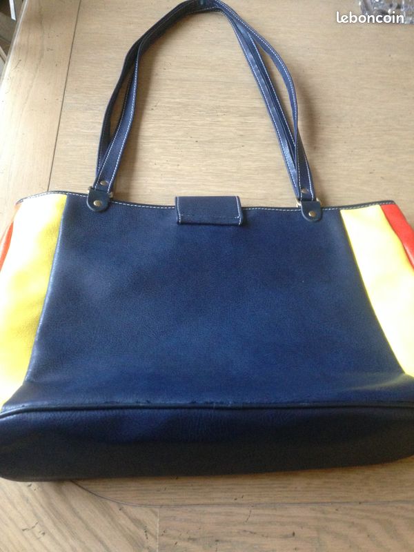 Sac à main cuir bleu marine (image 2)